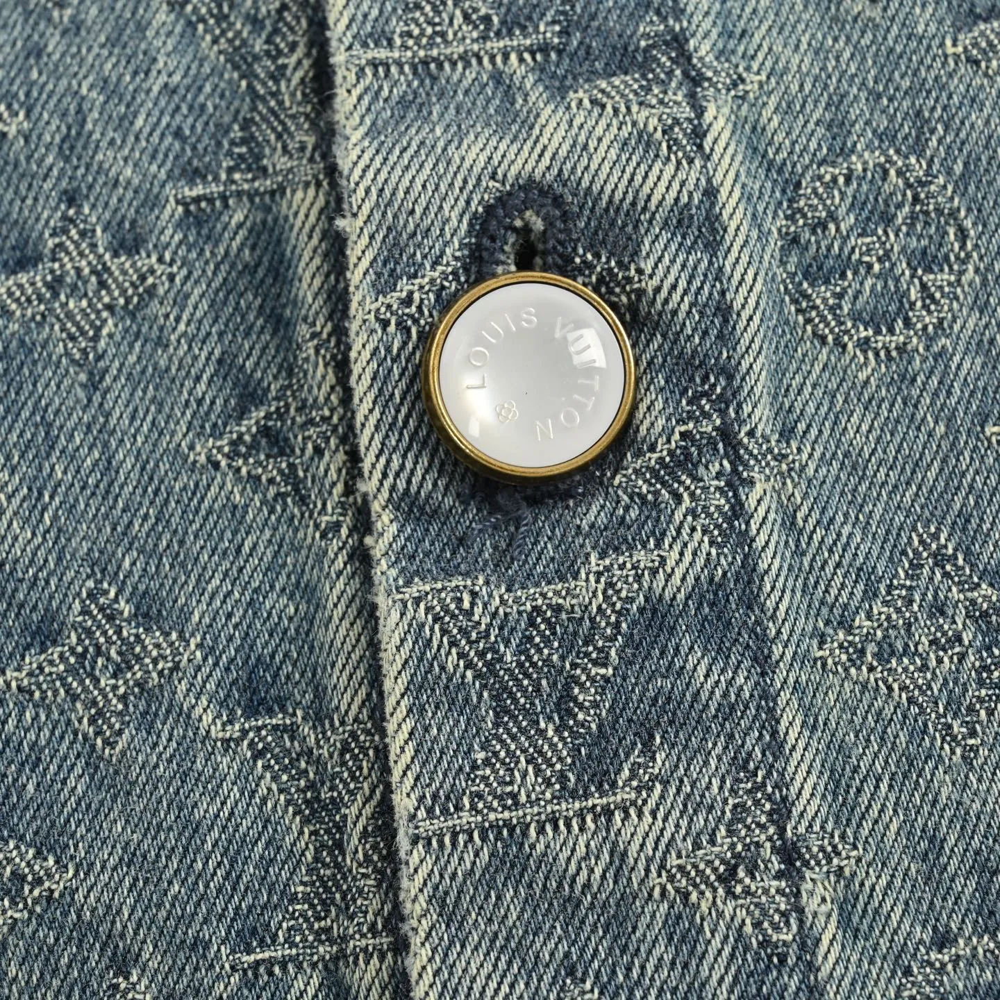 Louis Vuitton/Louis Vuitton 25ss all-over old flower jacquard suit denim short-sleeved shirt